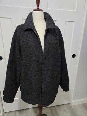 Roundtree & Yorke Outdoors Men's Charcoal Gray Wool Blend Full-Zip Jacket XL